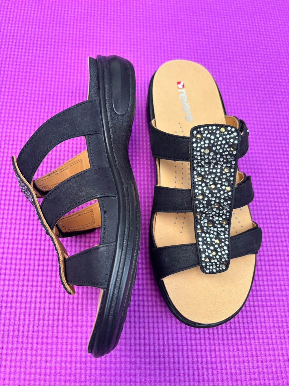Revere | Catalina Black Suede Sandal  🌼